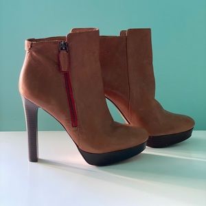 COACH heeled nude booties with zipper
